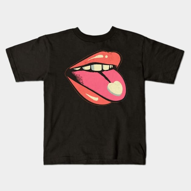 Sweetheart Tounge Kids T-Shirt by Wandering Barefoot